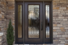 Provia custom door with sitelites and decorative glass